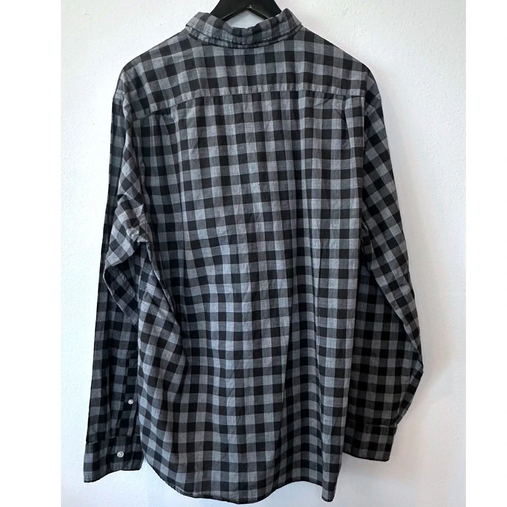 J. Crew Mens XL Gray Black Gingham Buffalo Check Heathered Cotton Shirt 47166